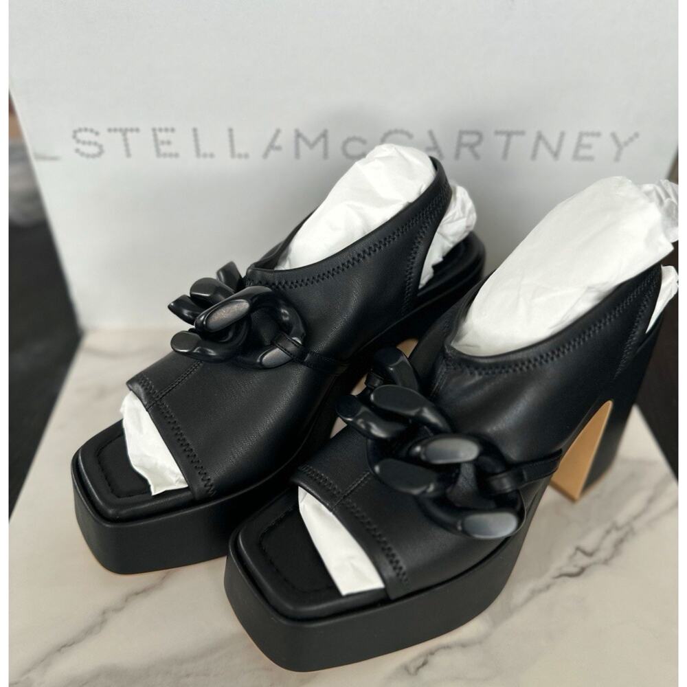 New Stella McCartney Black Skyla Stretch Platform Sandal Shoes Size 39.5 $1145